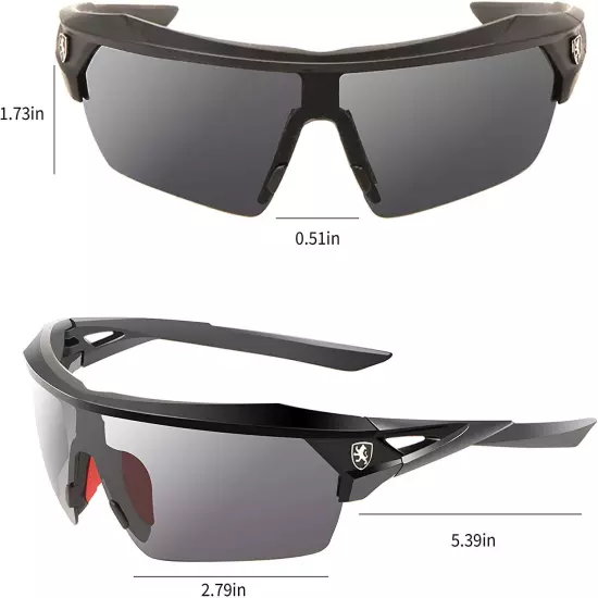 Half Frame Premium Sport Polarized Sunglasses New Wrap Around USA