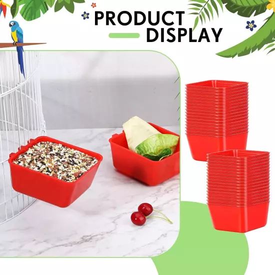 20 Pcs Cage Cups Chicken Feeder Waterer 16 oz Birds Feeders Hanging Bunny Red 