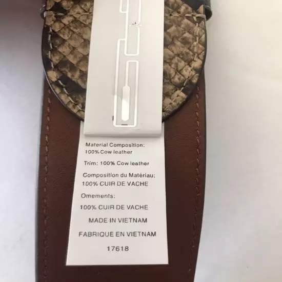 WOMEN'S LAUREN RALPH LAUREN FAUX SNAKE BROWN/MULTI COW LEATHER BELT LARGE NWT