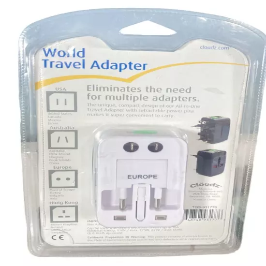 CLOUDZ World Travel Adapter TGS-931776 150 Countries Vacation Travel Compact