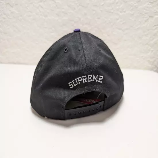 SUPREME New York Underline 5 Panel Hat Black Purple Snapback NEW 