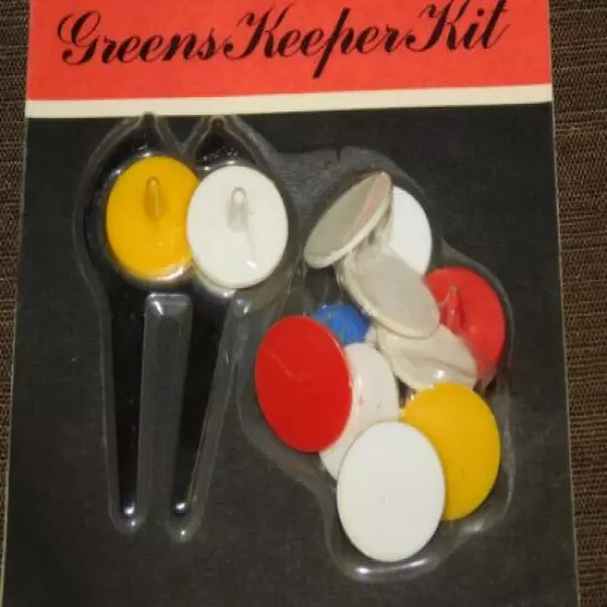  VINTAGE GOLF PRO CLASSIC GREENS KEEPER KIT DIVOT DIGGER & 12 BALL SPOTTERS NEW