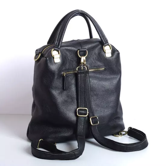 New Designer Cowhide Leather Backpack Women's Black Leather Handbags Travel Bag