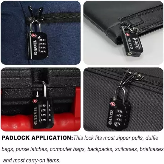 TSA Approved Luggage Lock - 4 Digit Combination, 10,000 Combinations, Easy-Read