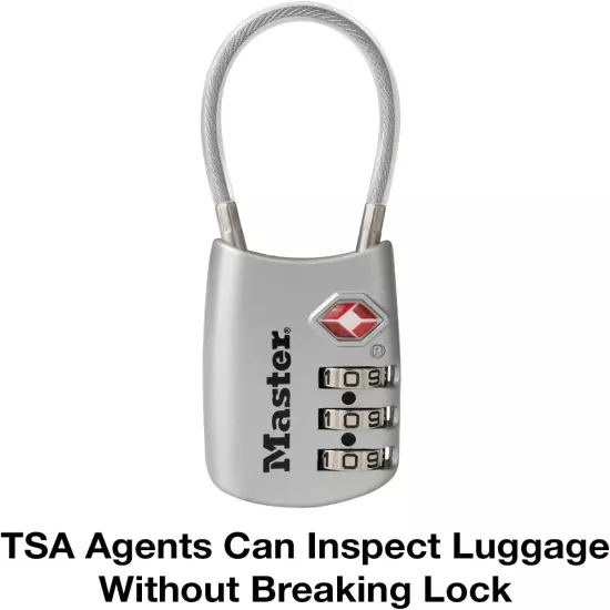 4688D Set Your Own Combination TSA Approved Luggage Lock, 1 Pack, Silver