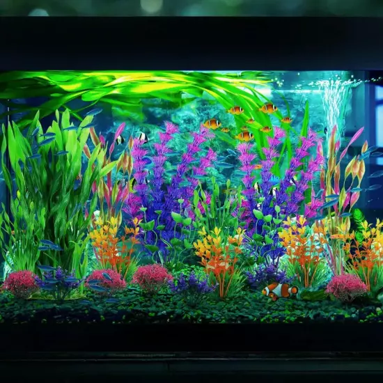 Fish Tank Decorations Plants 20pcs Aquarium Decorations Plants Plastic Fish