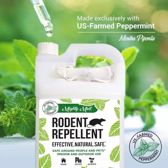 Mighty Mint 1 Gallon Mice Rat Rodent Repellent Spray, All Natural Peppermint Oil