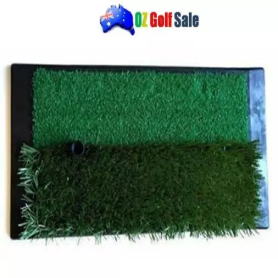 Heavy Duty Golf Driving Chipping Mat Dual Height Grass w/ Tee - 20cm x 41cm 