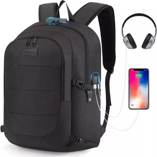 Travel Laptop Backpack Water Resistant Anti-Theft Bag with USB Charging Port and