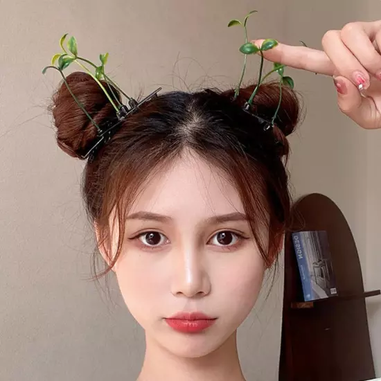 5pcs Hair Clip Cute Headwear Grass Plant Hair Clip Plant Bean Sprout Clip H W ✨◇