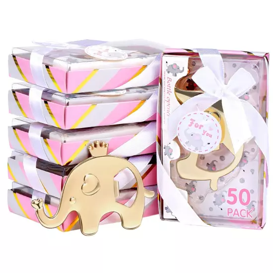 50 Pieces Elephant Baby Bottle Opener Elephant Shape Bottle Opener Girl Boy B...