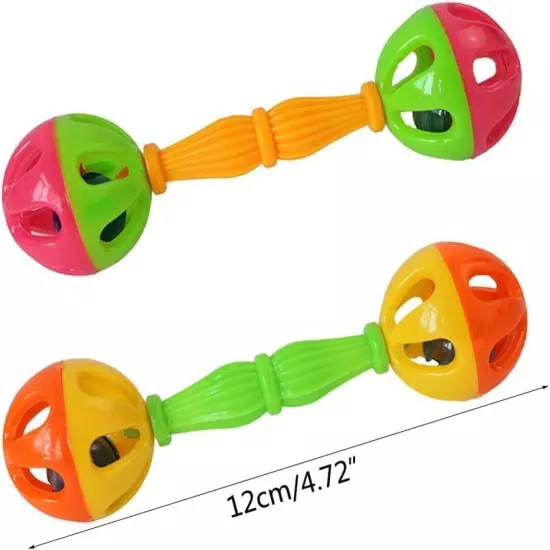 2Pcs Multi-Color Parrot Toy Rattle Birds Fun Exercise Plastic Double-Headed Bell