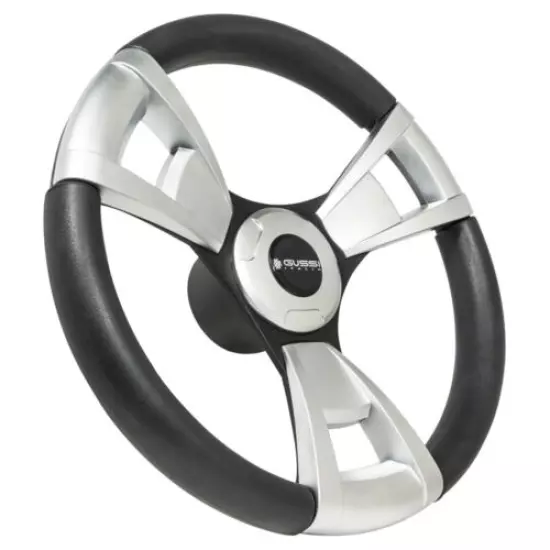 Gussi Italia Model 13 Black/Brushed Golf Cart Steering Wheel -Club Car Precedent