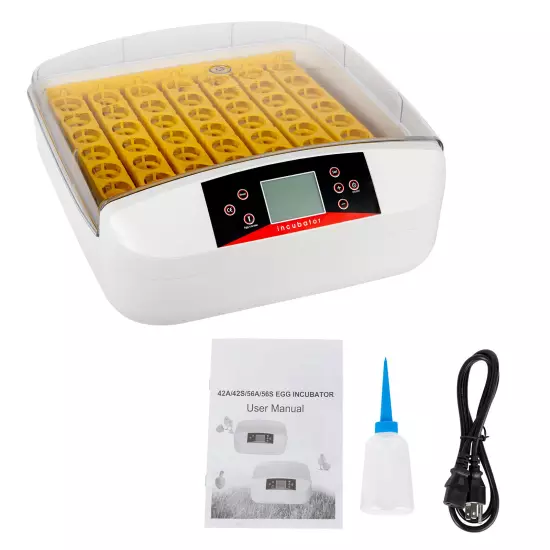 56 Eggs Automatic Control Incubator Egg Candler Pet Home Parrot Birds Poultry