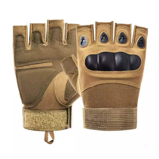 Military Tactical Leather Half Finger Gloves Combat Army Fingerless Gloves Work