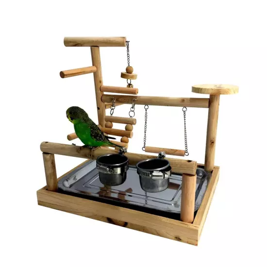 Parrots Playstand Bird Playground Wood Perch Training Stand Cockatiel Playpen...