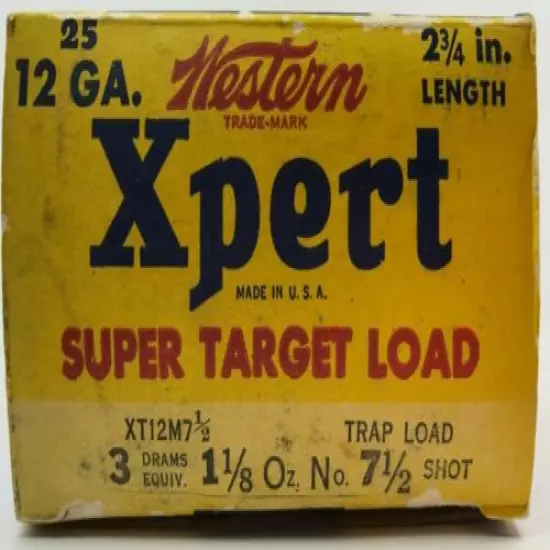 1930-1950's Western Xpert Super Target Trap Load 12 Ga EMPTY Ammo Box 7226-X