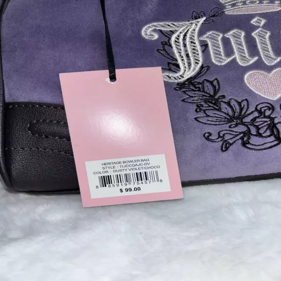 NEW! NWT Juicy Couture Heritage Bowler Velour Crossbody Bag Dusty Violet