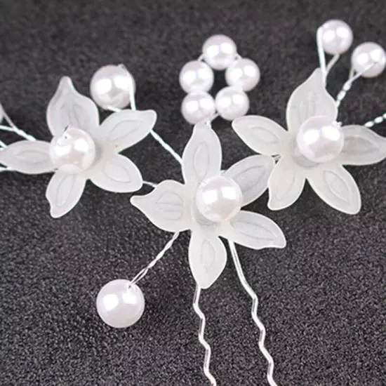 Pearl Flower Tiara, Frosted Hair Ornament, Handmade Jewelry, Pearl Hairpin