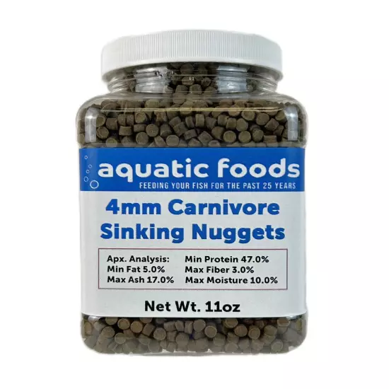 4mm- 3/16" Carnivore Sinking Nuggets for Oscars, Discus, Angelfish & More WL-JAR