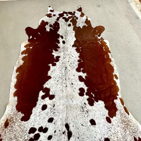 Large Cowhide Rugs Brown Real Hair on Cow Hide Animal Skin Area Rugs 6 x 6 ft