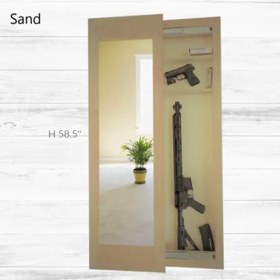  Mirror Safe, Hidden storage mirror In-wall gun safe rifle pistol, COLOR: SAND