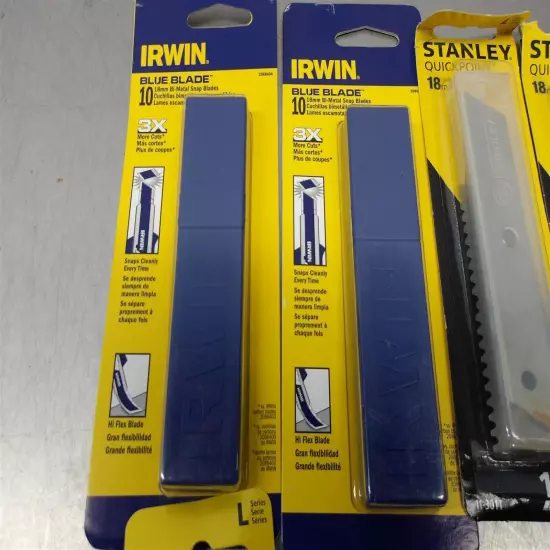 Lot of 120 NEW! 18mm Snap Blades (20) Irwin 2086404 (100) Stanley 11-301T