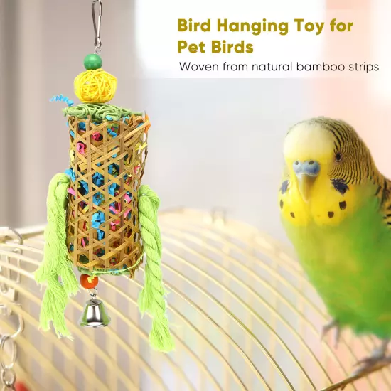 Bamboo Woven Bird Bite Toy Chew Training Paper Silk Cotton Rope Bird Hanging AD5