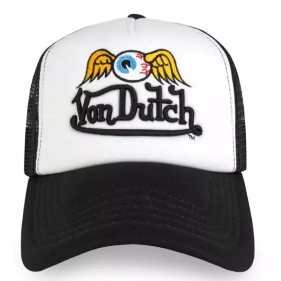 VON DUTCH Flying Eyeball Wordmark Trucker Hat