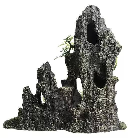 AnRui Large and Tall Aquarium Mountain View Stone Decorations Resin Betta Roc...