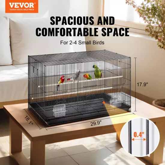 VEVOR 30 inch Bird Cage Metal Large Parakeet Cages for Cockatiels Small Parrot