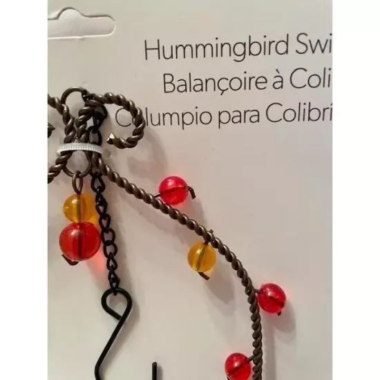 Evergreen Hummingbird Swing Red Yellow Beads Perch For Hummingbirds To Rest NWT