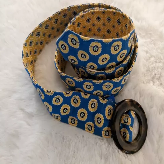 Vera Bradley Peasant Boho Cloth Belt Tortoise Shell Buckle Size S/M