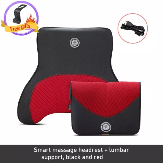 Car Massage Headrest Neck Pillow Mesh + Leather Universal Seat Lumbar Pillow