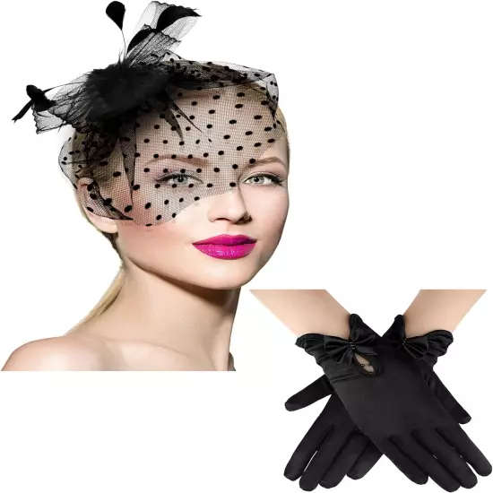 50S Fascinator Hat for Women Funeral Veil Hat Pillbox Cocktail Tea Party Headpie