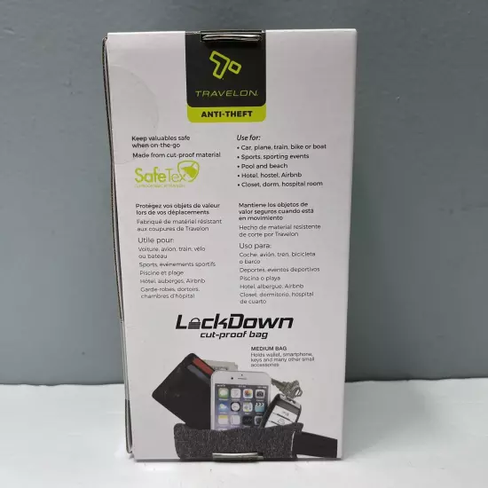 Travelon Anti-Theft Lock Down Cut Proof Bag / On The Go Safe New In Sealed Box