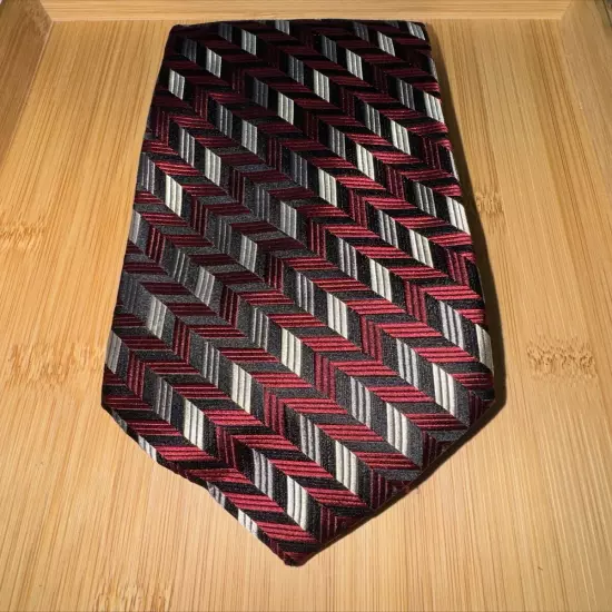 Campia Moda Red White Gray Striped Silk Tie - 60L 4.0W