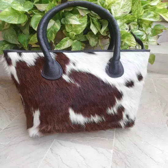 Women Cowhide Tote Bag Hair on Cow Hide Shoulder Bag Exotic Fur Bag Leather Tote