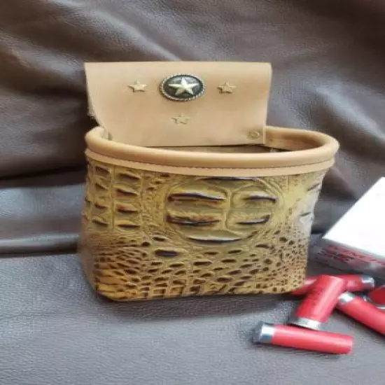 Leather shotgun shell bag pouch skeet sporting clays trap 