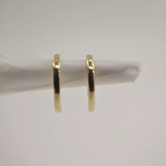 REAL 10K SOLID YELLOW GOLD SIMPLE TINY 9MM HOOP HUGGIE EARRING