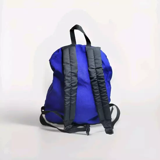 Jansport Vintage Leather Bottom Backpack Superbreak Blue Purple Stripe Flat Top