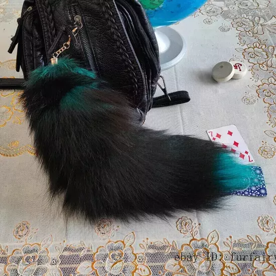 16"-18" Real Fox Fur Tail Keychain Bag Charm Purse Pendant Costume Cosplay Toys