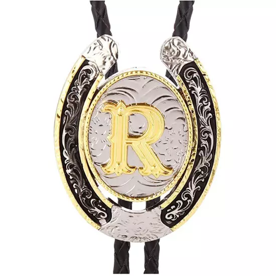 Bolo Tie for Men- Golden Initial Letter A to Z Western Cowboy Bolo Tie for Women