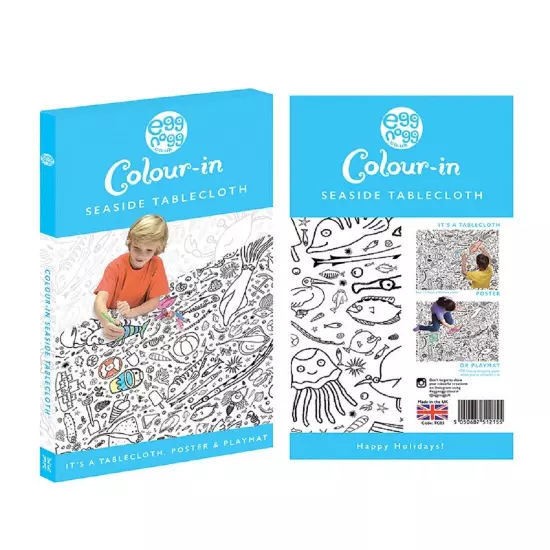 EggNogg Colour In Giant Poster / Tablecloth ~ Childrens Party Unicorns Dinosaurs