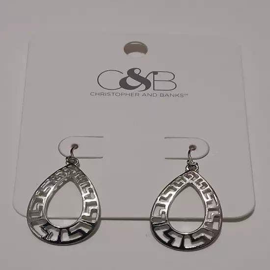 Christopher & Banks Dangle Drop Silverstone Pierced Earrings #A18