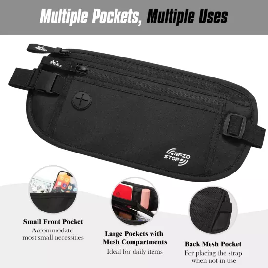 Travel Belt Secure RFID Blocking Travel Money Belt with Hidden Passport Wallet