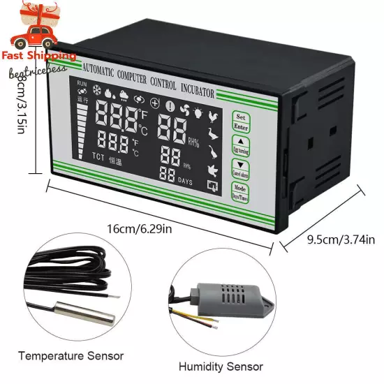 Automatic Egg Incubator Controller Thermostat Temperature Humidity Sensor XM-18S