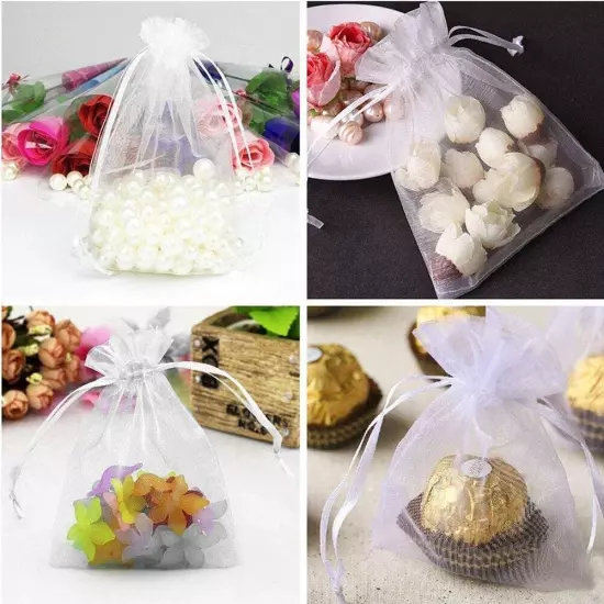 100pcs Gift Bags Organza Drawstring Sheer Wedding Party Jewelry Favor Pouch