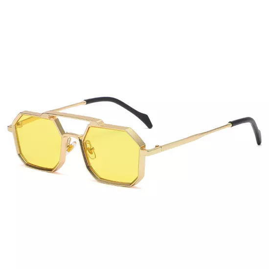 Fashion Steampunk Sunglasses Mens Women Gold Metal Bar Retro Shade Glasses UV400