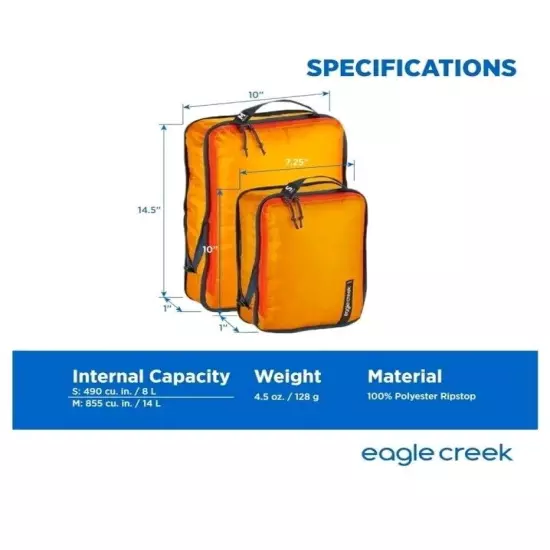  New Eagle Creek Isolate Compression Packing Cubes Set of 2 Sarhara Yellow